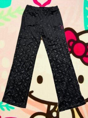 PLAYBOY Black Velour Lounge Pants with Logo Tag